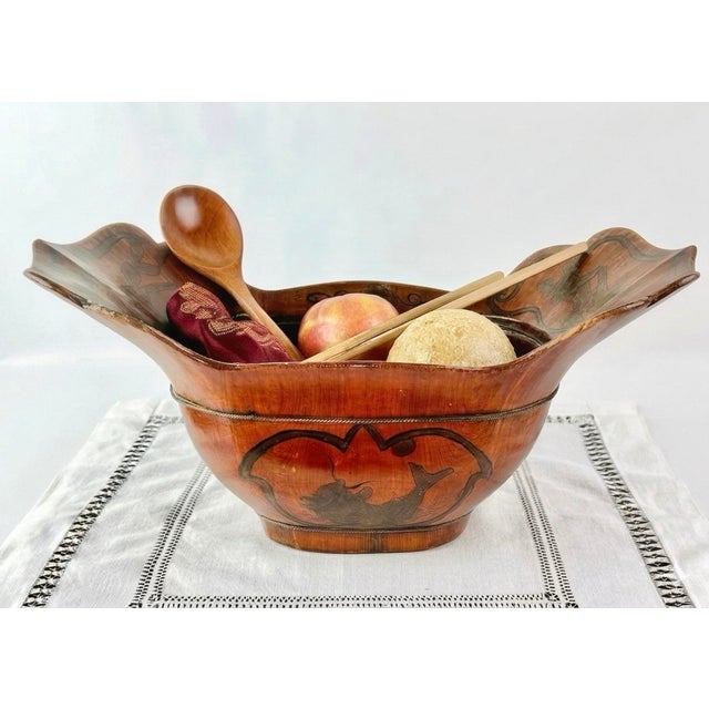 19th-Century Chinese Sumi-E Winged Ceremonial Elmwood Bowl For Sale - Image 12 of 12