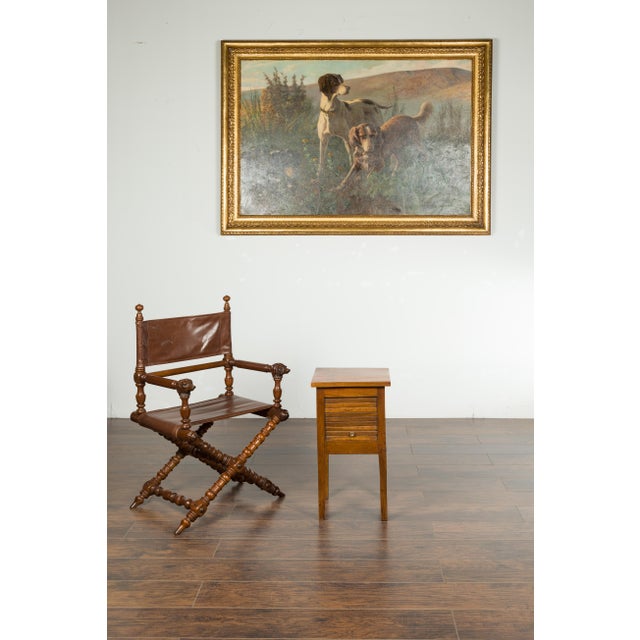 French Petite French 1870s Walnut Side Table with Tambour Door and Tapering Legs For Sale - Image 3 of 10