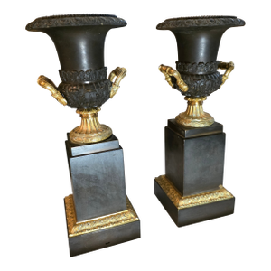 Pair of Small Fine French Bronze Urns