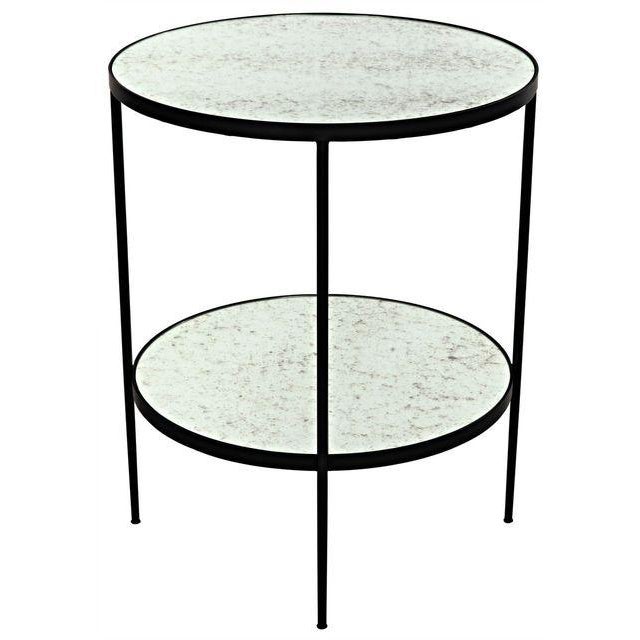 Noir NOIR Anna Side Table in Black Metal with Antique Glass For Sale - Image 4 of 9