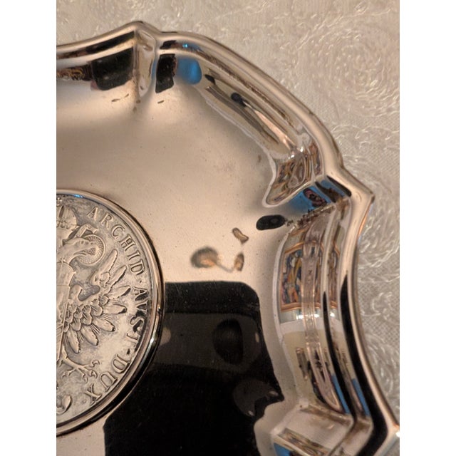 Metal Early 20th Century Sterling Silver Small Dish Tray With Maria Theresa Thaler For Sale - Image 7 of 14