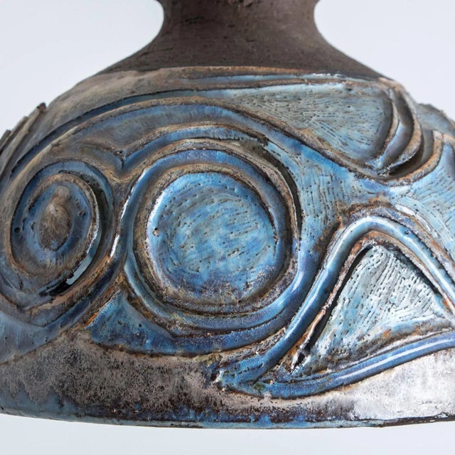 1970s Blue Ceramic Pendant Light, Denmark, 1970 For Sale - Image 5 of 13