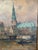 Beautiful early 20th-century German cityscape oil painting on wood board by listed artist Willy Ashmann. The painting...