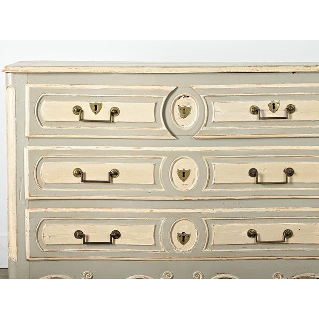 Gray French Louis XV Period 18th Century Hand Carved & Painted Commode For Sale - Image 8 of 14