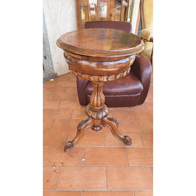 Brown Victorian Coffee Table with Column Base, 1800s For Sale - Image 8 of 8