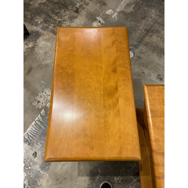 Heywood-Wakefield Pair of 2 Tier Heywood Wakefield Side Tables For Sale - Image 4 of 6