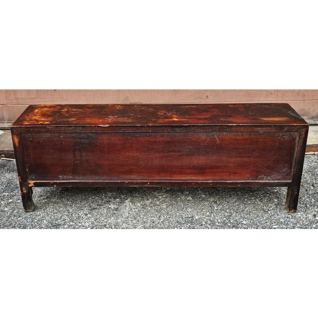 Wood 19th C. Korean Partial Rouge Hardwood Petite Low Storage Cabinet / Bench For Sale - Image 7 of 8