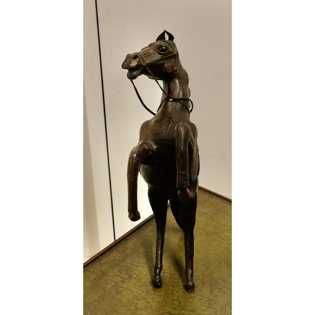 Brown Arts and Crafts Leather Horse Model, 1880 For Sale - Image 8 of 9