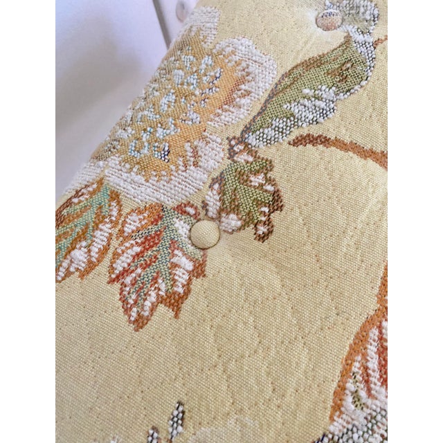 Yellow Mid 20th Century Chinoiserie Style Floral Parsons Needlepoint Style Upholstery Stool For Sale - Image 8 of 13