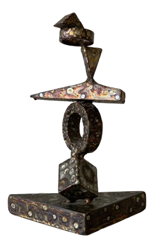Vintage Signed George Kafka Brutalist Steel Sculpture, Circa 1973