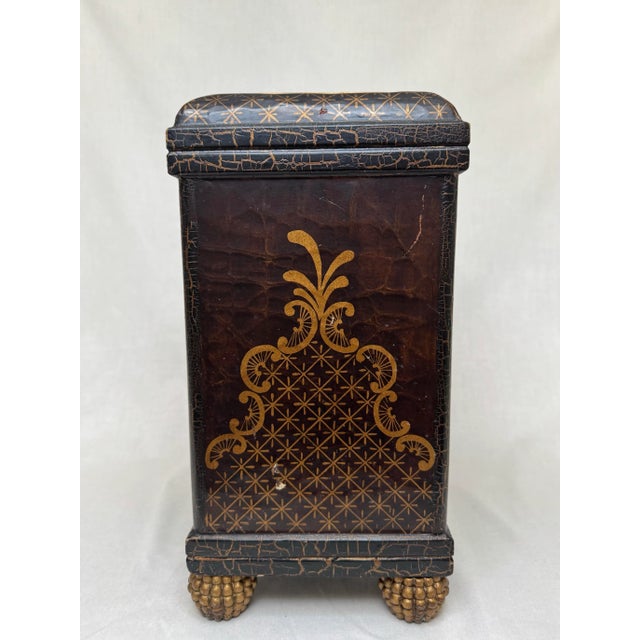 Black Spanish Colonial John Richard Hand Painted Rectangle Wooden Vase For Sale - Image 8 of 12
