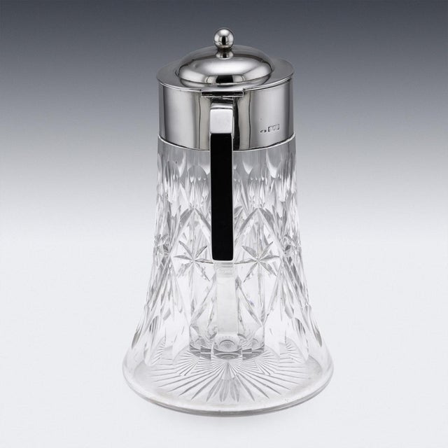 Antique English Silver and Cut Glass Claret Jug, 1906 For Sale - Image 4 of 16