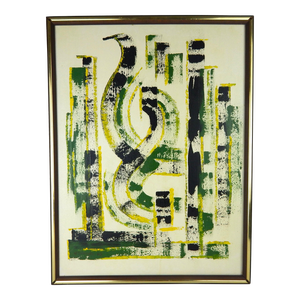 Abstract Expressionist Oil Painting on Canvas, W. Schnulle, 1968, Framed