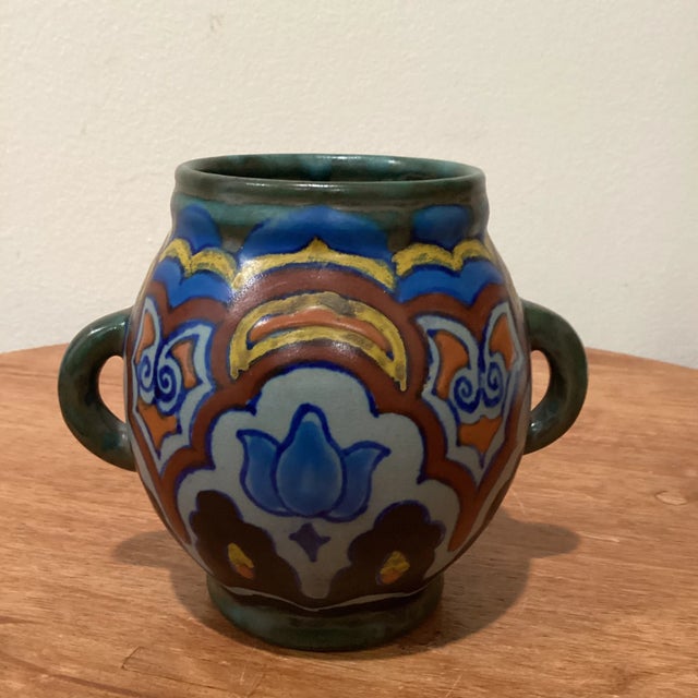 Rare Antique Gouda Pottery Handled Vases & Pots Set Circa 1922-1923 Holland Plateelbakkerij Zuid-Holland (PZH) Dutch Gouda...