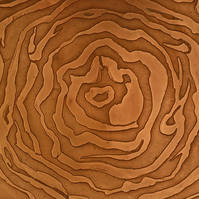 Large Decorative Copper Bowl with Etched Motive For Sale - Image 3 of 10