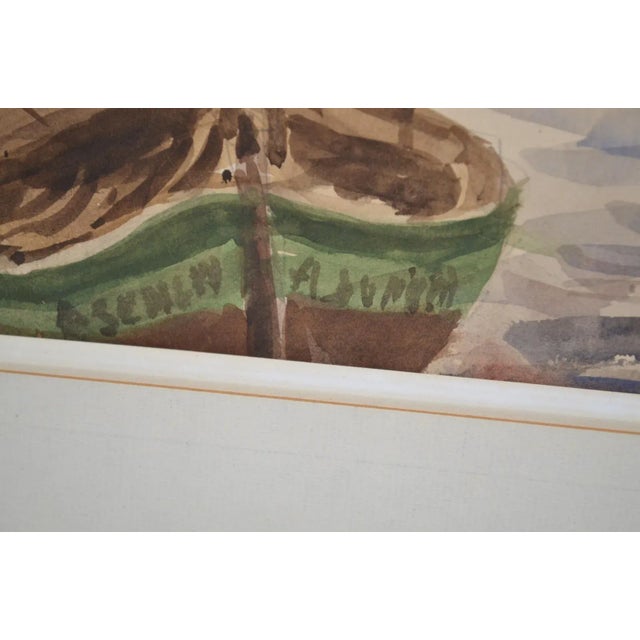 Blue J. Villena (20th Century) “On the Port” Watercolor Signed For Sale - Image 8 of 11