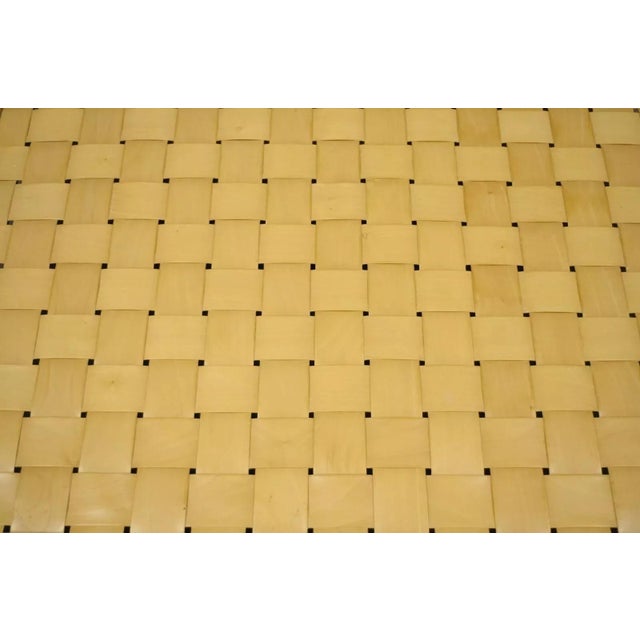 Late 20th Century Modern Basketweave Factory Cart Coffee Table on Wheels With Glass Display Top For Sale - Image 5 of 12