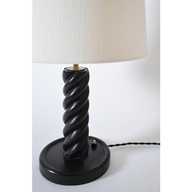 Turned Ebonised Column Table Lamp, 1960s. For Sale - Image 3 of 5