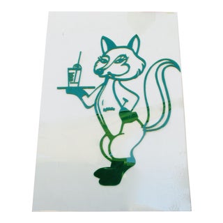 Vintage Restaurant Sign 1960s Fox Cocktail Barware Drink Swizzle Stick Stirrers Tiki Lounge For Sale