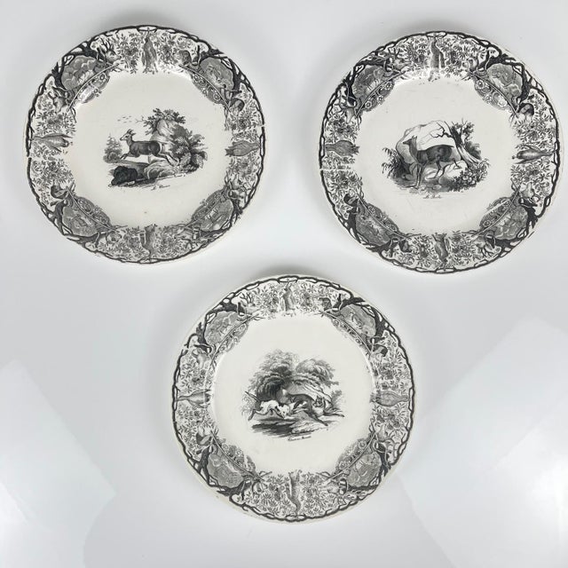 Antique U&C Plates from Sarreguemines, 1850, Set of 3 For Sale - Image 15 of 15