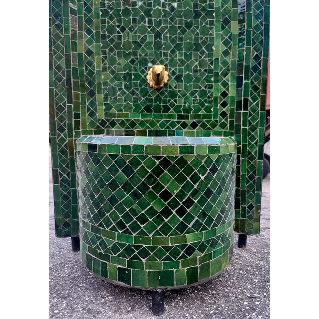 2020s Tamegroute Green Arched Moroccan Mosaic Tile Fountain For Sale - Image 5 of 8