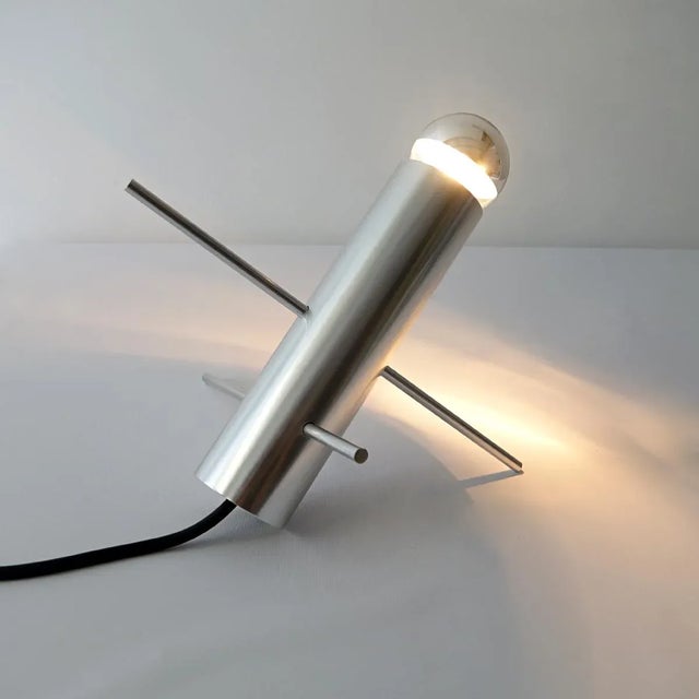 Silver Modern Table Lamp by Otto Wach for RAAK, 1960s For Sale - Image 8 of 10