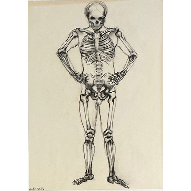 Black Vintage Framed Skeleton Study on Paper For Sale - Image 8 of 12