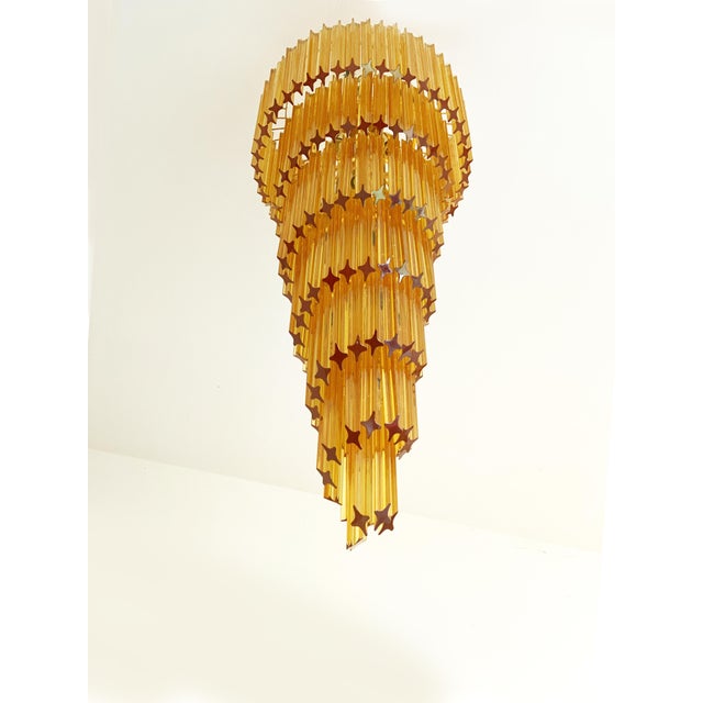 2020s Contemporary Amber “Quadriedro” Murano Glass Twister Chandelier in Venini Style For Sale - Image 5 of 8