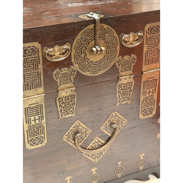 Korean Bandaji Brass Mounted Storage Chest, Vintage For Sale - Image 4 of 14