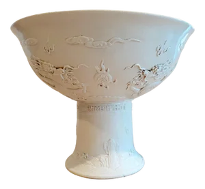 Early 20th Century Chinese Blanc De Chine Dragon Stemmed bBowl