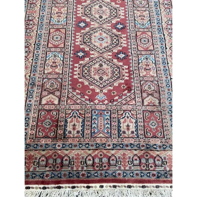 Nice little late 20th century rug from Karachi Pakistan, with beautiful Middle Eastern design and nice colors, entirely...