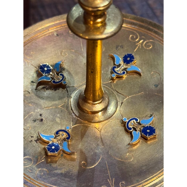 1900 - 1909 Antique Art Nouveau Brass & Enamel Jewelry Catch For Sale - Image 5 of 9