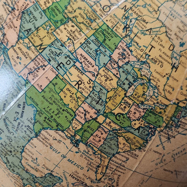 Wood 1970's Replogle Heirloom 16″ Illuminated Floor Globe For Sale - Image 7 of 12