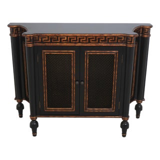 Ardley Hall Ebony & Gold Grill Front Console Cabinet For Sale