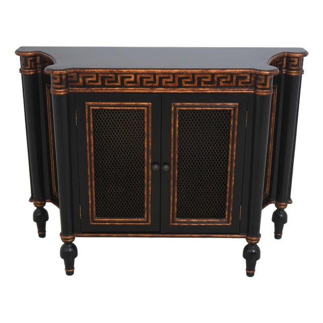 Ardley Hall Ebony & Gold Grill Front Console Cabinet For Sale