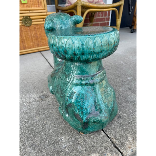 1970s Turquoise Terracotta Camel Garden Stool For Sale - Image 5 of 7