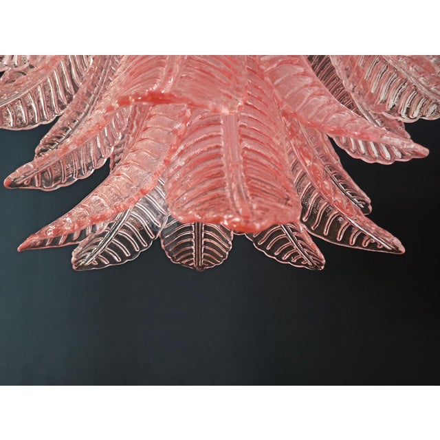 Italian Murano Six-Tier Felci Glass Chandelier with 36 Pink Glasses For Sale - Image 16 of 18