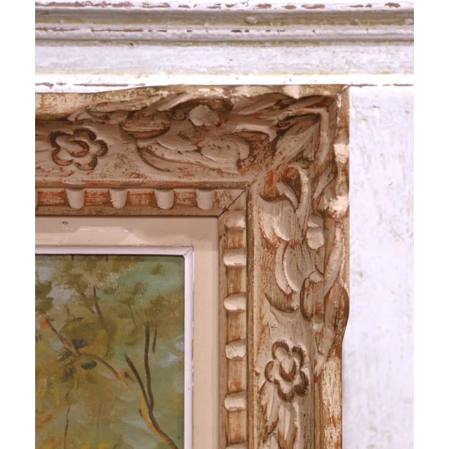 Red Early 20th Century Mid-Century French Stag Hunt Oil Painting in Carved Frame Signed M. Pol For Sale - Image 8 of 11