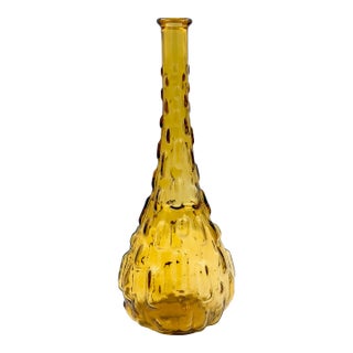 Vintage Italian Empoli Amber Glass Decanter Genie Bottle Bud Vase No Stopper For Sale