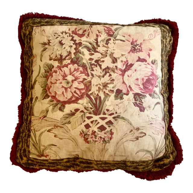 Vintage Ralph Lauren Guinevere Aragon Medieval Floral & Animal Print Decorative Pillow For Sale