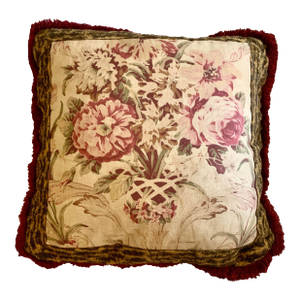 Vintage Ralph Lauren Guinevere Aragon Medieval Floral & Animal Print Decorative Pillow