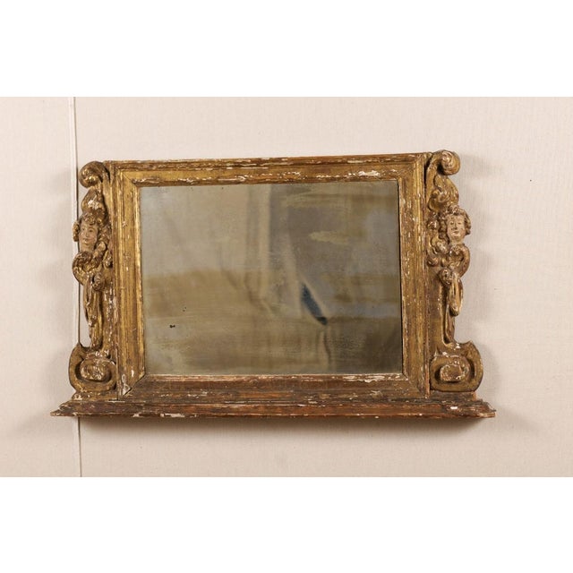 Italian Italian Antique Hand-Carved Wooden Mirror For Sale - Image 3 of 8