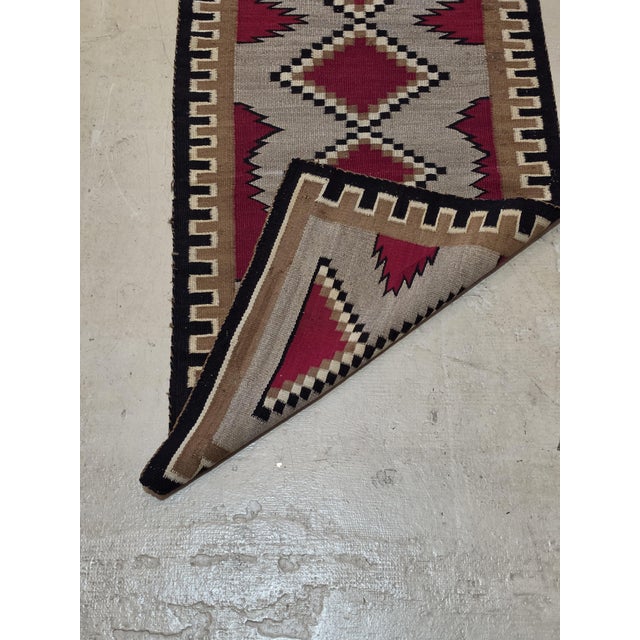 1970s Vintage 1970s Burgundy Red Southwestern Geometric Handwoven Wool Rug – 2’4” X 4’ For Sale - Image 5 of 6