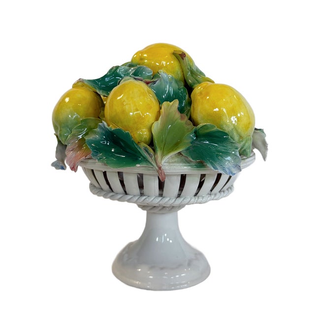 Ceramic Vintage Italian Majolica Lemon Pedestal Topiary For Sale - Image 7 of 9
