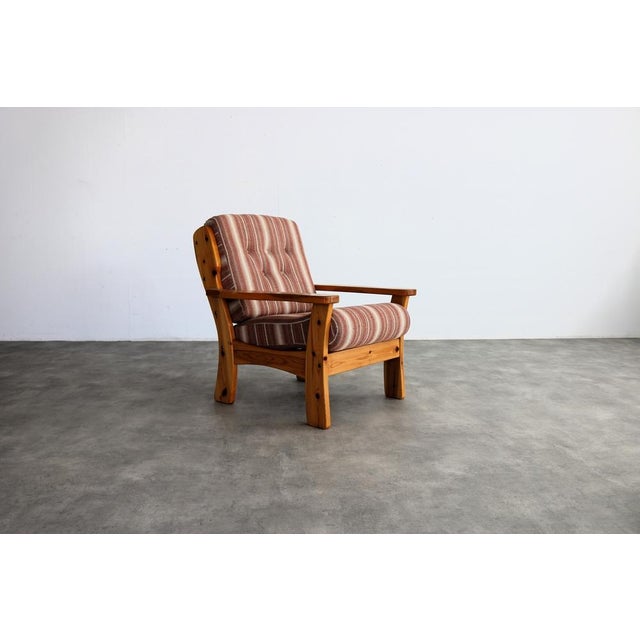 Brown Vintage Pine Armchair, Swedish, 1960s For Sale - Image 8 of 8