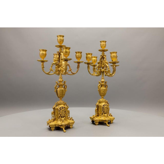 French Neoclassical Bronze Candelabras, 1920s, Set of 2 For Sale - Image 17 of 18