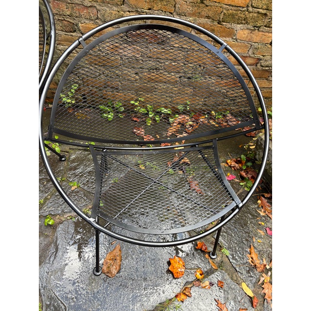 truly iconic design,Works inside or outside!! heavy iron frame with metal mesh seat and back. Dimensions: W: 30″ D: 27.75″...