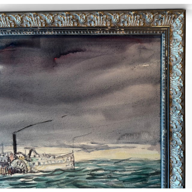 Original 1932 John Wenger Watercolor "Coney Island in Winter" For Sale - Image 9 of 12