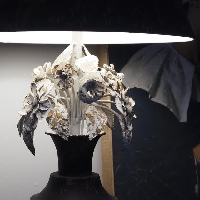 Table Lamp with Floral Metal Relief For Sale - Image 4 of 4