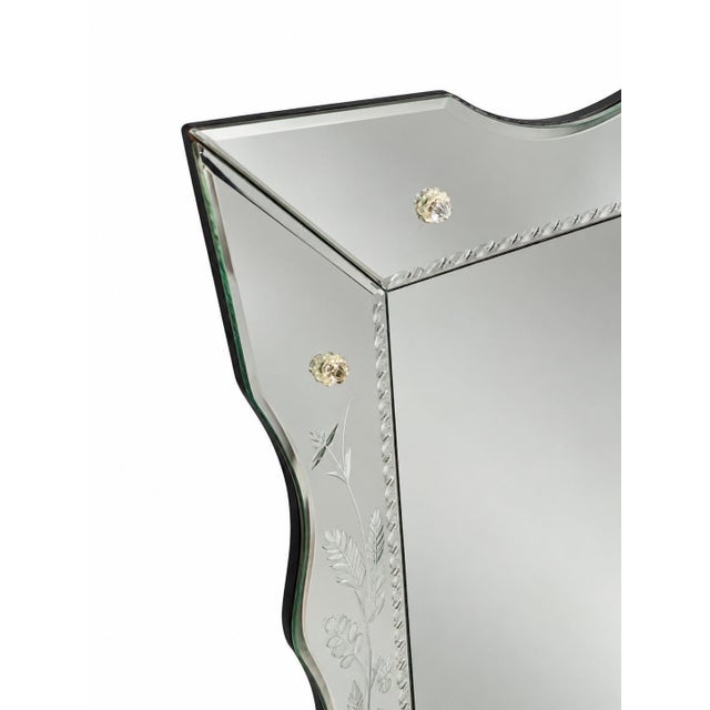 Large Vintage Venetian Style Etched Glass Wall Mirror For Sale - Image 4 of 5